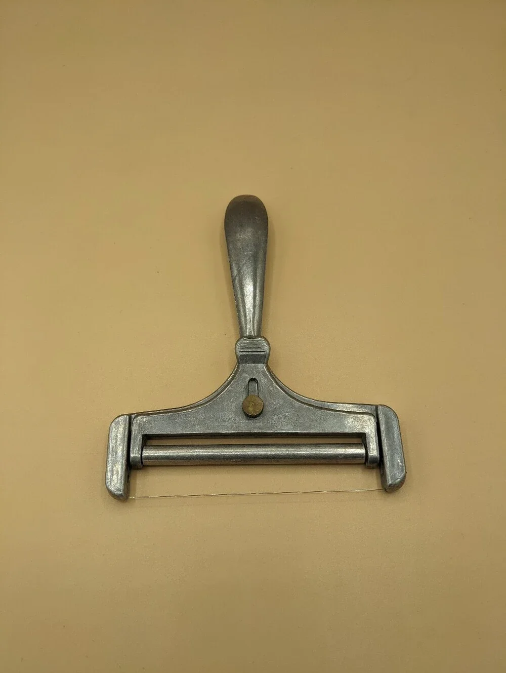Vintage Cheese Slicer Adjustable Metal Wire with Roller Taiwan Pre-owned